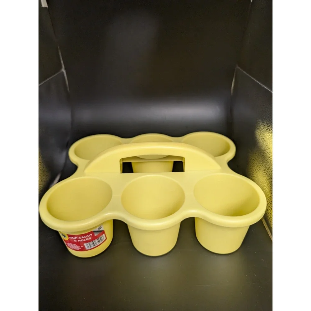 Cup / Beer / Drink Caddy w/Handle Picnics, Beach, Office, Home &UBER Eats YELLOW